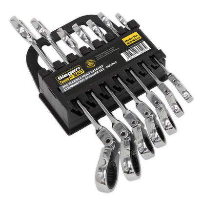 Siegen Flexi-Head Combination Ratchet Spanner Set 7pc