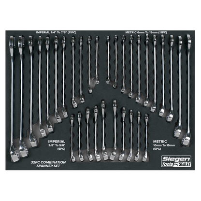 Siegen Metric/Imperial Combination Spanner Set 32pc