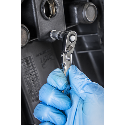Siegen Micro Flexi-Head Ratchet Wrench 1/4"Sq Drive