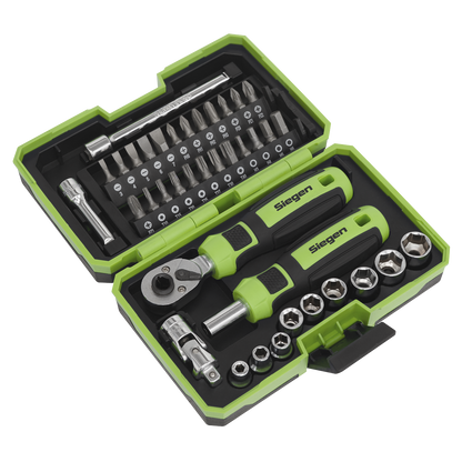 Siegen Socket & Bit Set 1/4"Sq Drive 38pc