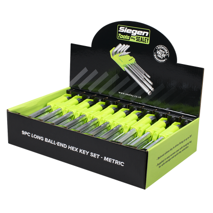 Siegen Long Ball-End Hex Key Set 9pc - Display Box of 10