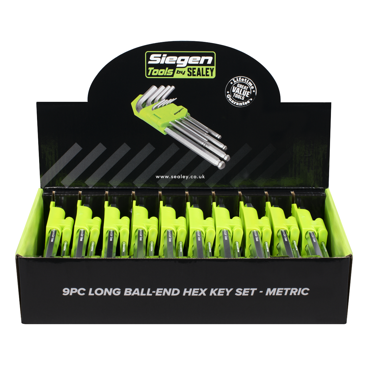Siegen Long Ball-End Hex Key Set 9pc - Display Box of 10