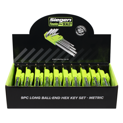 Siegen Long Ball-End Hex Key Set 9pc - Display Box of 10