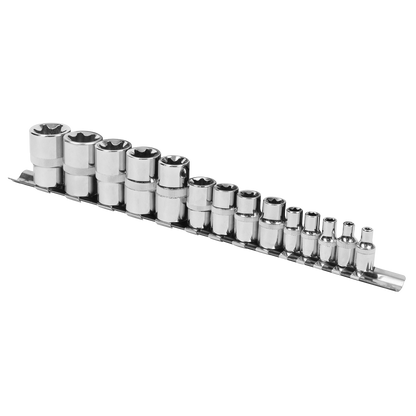 Siegen TRX-Star* Socket Set E4-E24 1/4", 3/8" & 1/2"Sq Drive 14pc