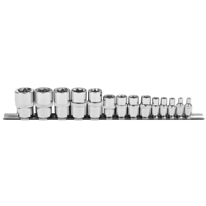 Siegen TRX-Star* Socket Set E4-E24 1/4", 3/8" & 1/2"Sq Drive 14pc