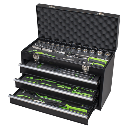 Siegen Portable Tool Chest 3 Drawer with Tool Kit 98pc