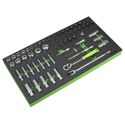Siegen Socket Set with Tool Tray 3/8"Sq Drive 62pc