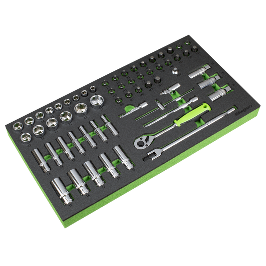 Siegen Socket Set with Tool Tray 3/8"Sq Drive 62pc