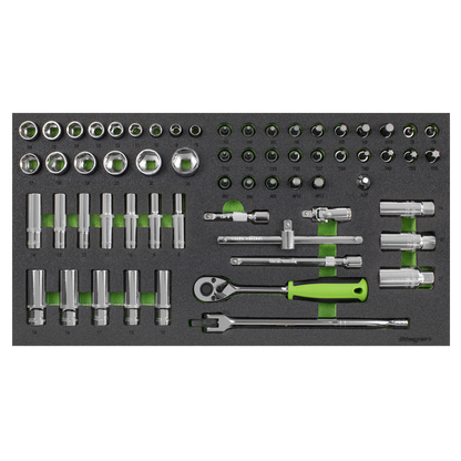 Siegen Socket Set with Tool Tray 3/8"Sq Drive 62pc