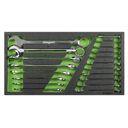 Siegen Combination Spanner Set with Tool Tray 19pc
