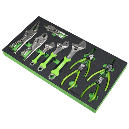 Siegen Adjustable Wrench & Pliers Set with Tool Tray 10pc