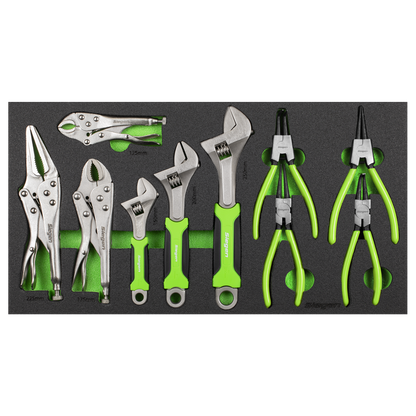 Siegen Adjustable Wrench & Pliers Set with Tool Tray 10pc
