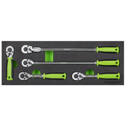 Ratchet Wrench Set 1/4"Sq 5pc Drive Flip Reverse