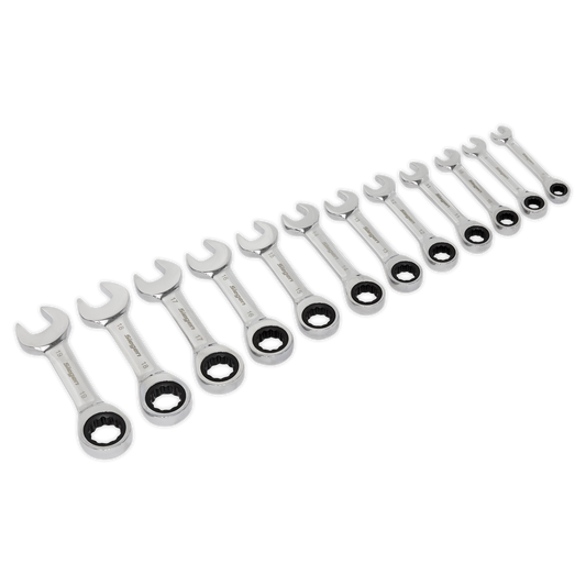 Siegen Stubby Ratchet Combination Spanner Set 12pc
