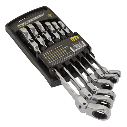 Siegen Flexi-Head Double End Ratchet Ring Spanner Set 6pc