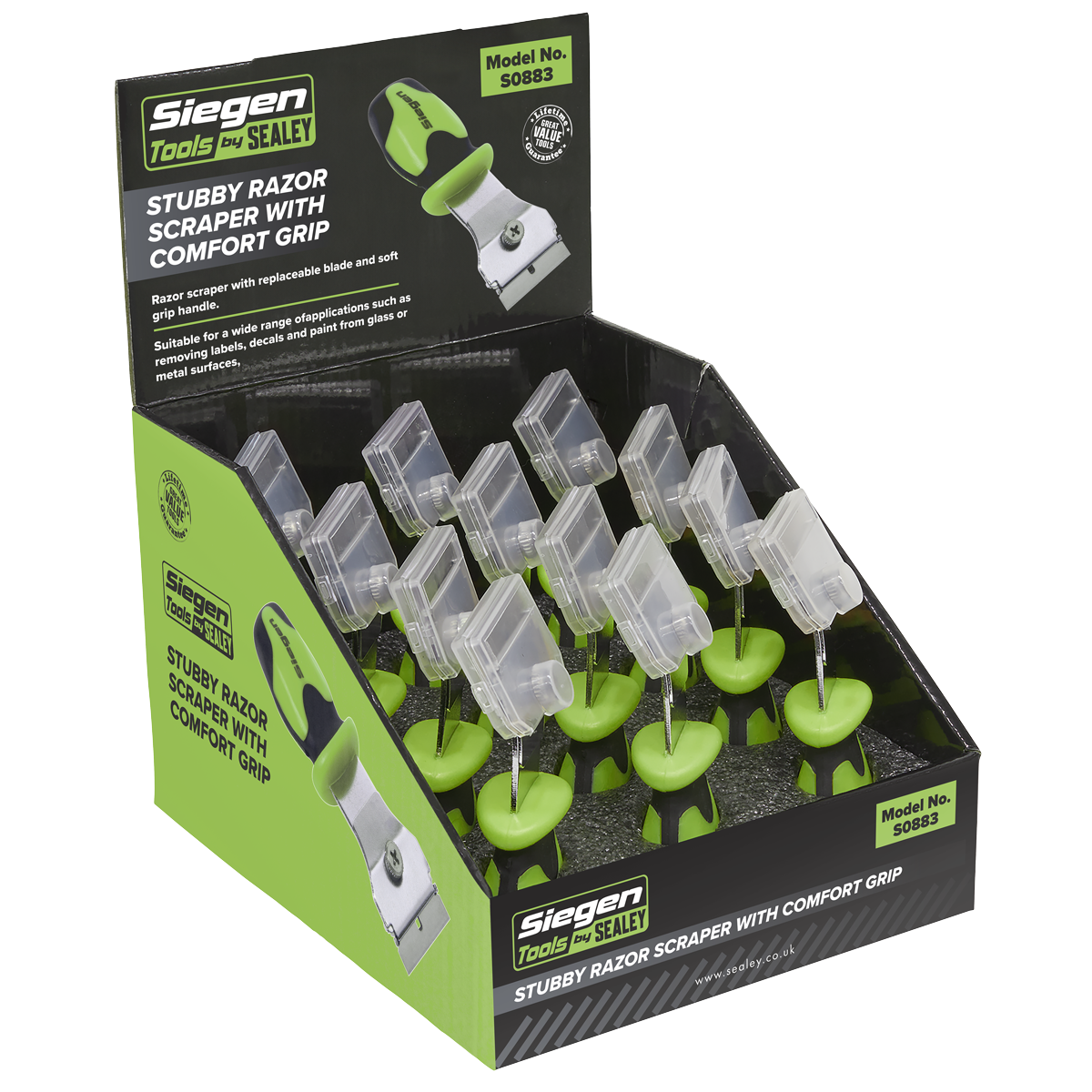 Siegen Razor Scraper with Comfort Grip Stubby - Display Box of 12