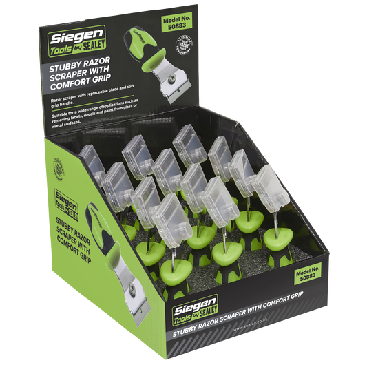 Siegen Razor Scraper with Comfort Grip Stubby - Display Box of 12