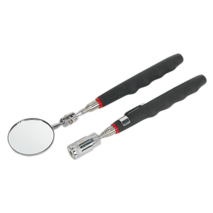 Siegen Telescopic Magnetic LED Pick-Up Tool & Inspection Mirror Set 2pc