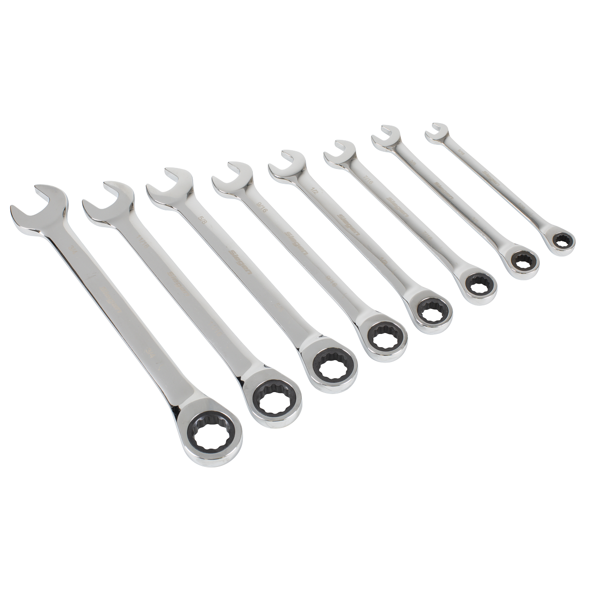 Combination Ratchet Spanner Set in EVA Foam Tray 8pc - Imperial