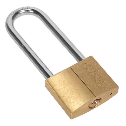 Siegen Brass Body Padlock with Brass Cylinder Long Shackle 40mm