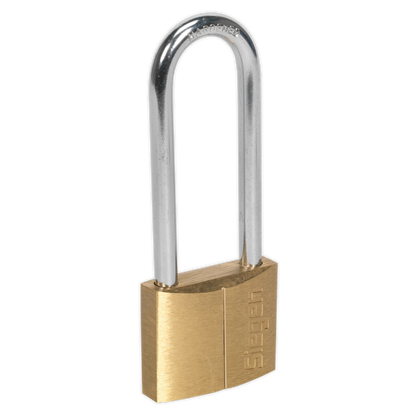 Siegen Brass Body Padlock with Brass Cylinder Long Shackle 40mm