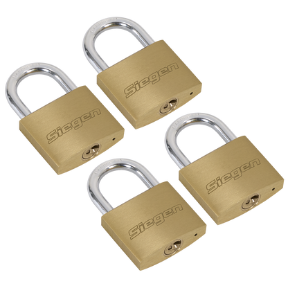 Siegen Brass Body Padlock with Brass Cylinder Keyed Alike - Pack of 4