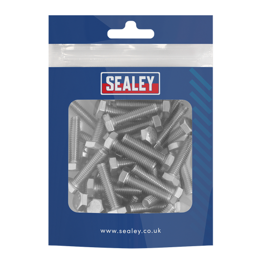 Stainless Steel Set Screw M6 x 25mm 1mm Pitch, DIN 933 - Pack of 50