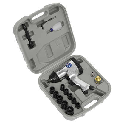 Air Impact Wrench Kit with Sockets 1/2"Sq Drive