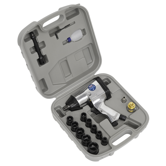 Air Impact Wrench Kit with Sockets 1/2"Sq Drive