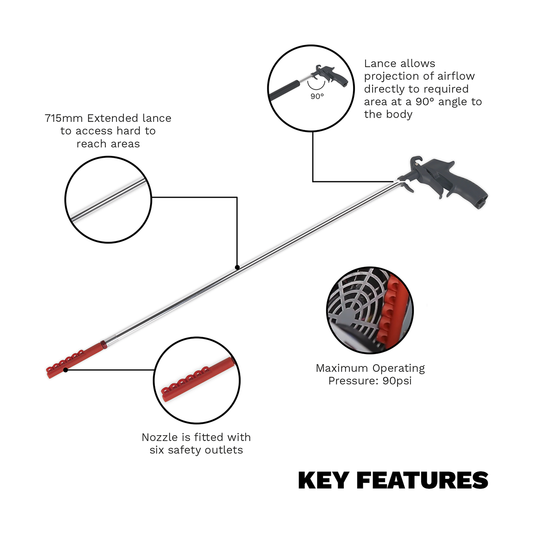 Air Blow Gun with Side Outlet 1/4"BSP Air Inlet