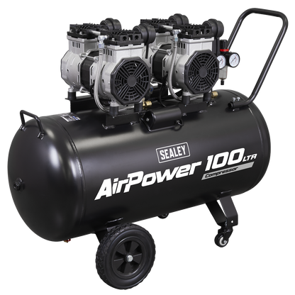 100L Oil Free Low Noise Direct Drive Air Compressor 2 x 2hp