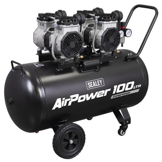 100L Oil Free Low Noise Direct Drive Air Compressor 2 x 2hp