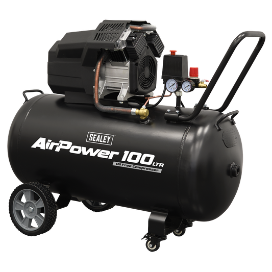 Air Compressor 100L V-Twin Oil Free Direct Drive 3hp