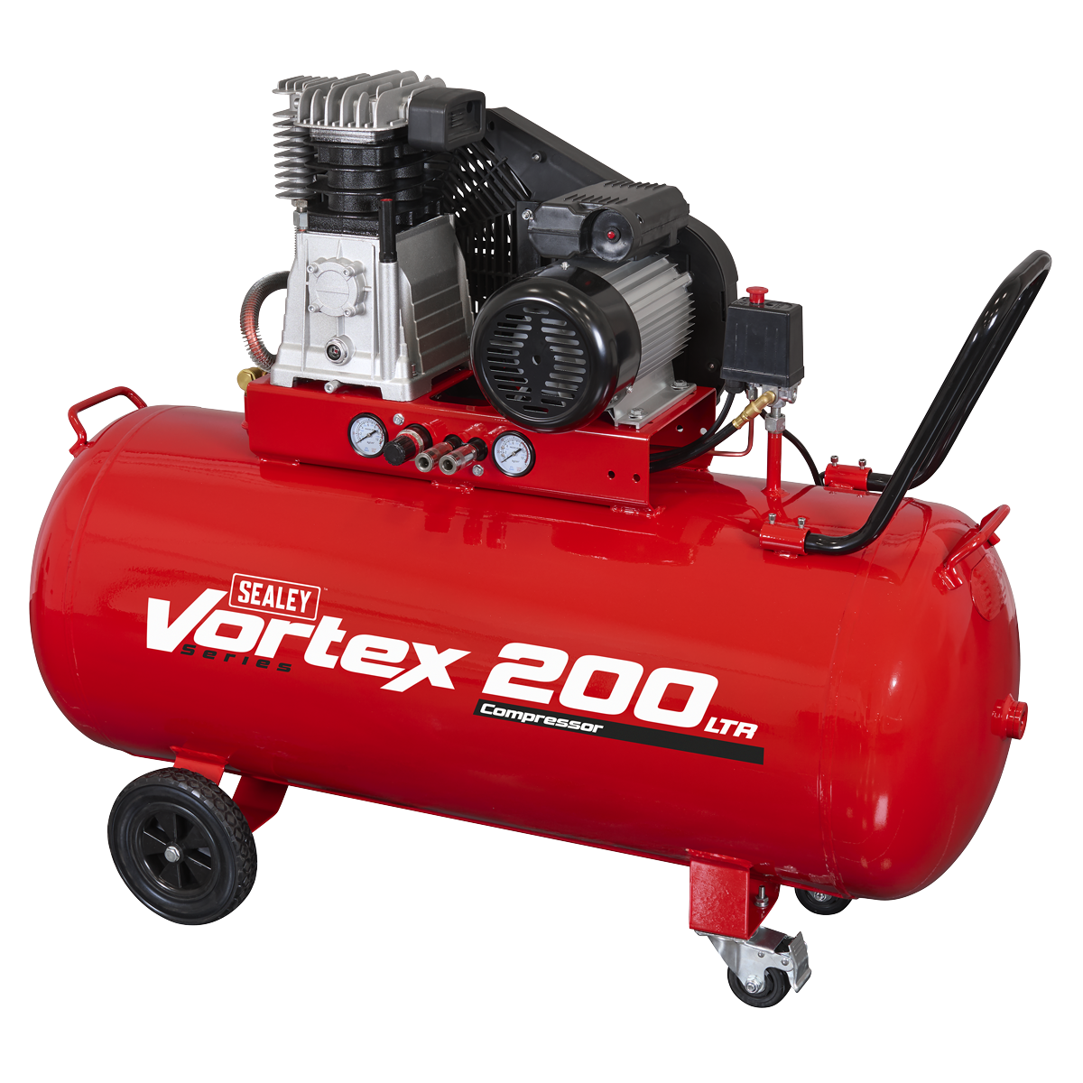 200L Belt Drive Air Compressor with Cast Cylinders & Wheels 3.5hp