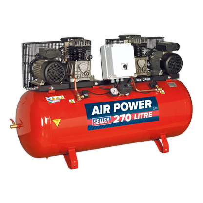 270L Belt Drive Air Compressor with Cast Cylinders 2 x 3hp