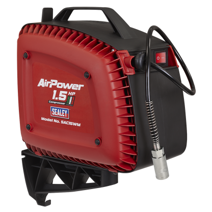 Wall Mounting Oil Free Air Compressor 1.5hp with 7m Retractable Hose Reel