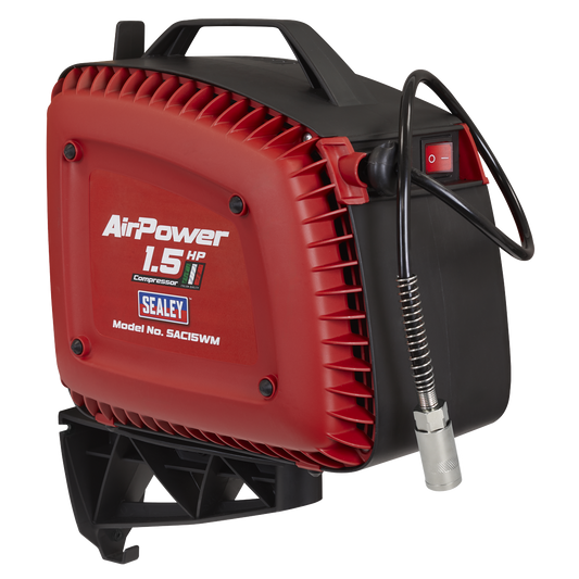 Wall Mounting Oil Free Air Compressor 1.5hp with 7m Retractable Hose Reel