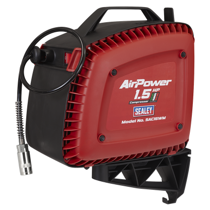 Wall Mounting Oil Free Air Compressor 1.5hp with 7m Retractable Hose Reel