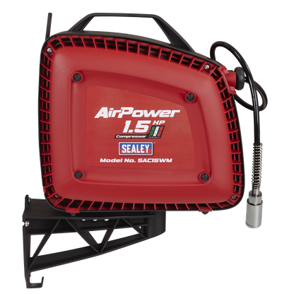 Wall Mounting Oil Free Air Compressor 1.5hp with 7m Retractable Hose Reel