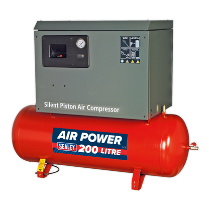 200L Low Noise Belt Drive Air Compressor with Cast Cylinders 3hp