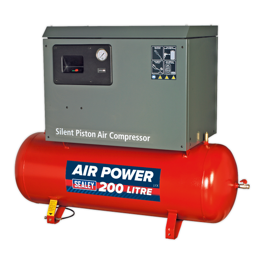 200L Low Noise Belt Drive Air Compressor with Cast Cylinders 3hp