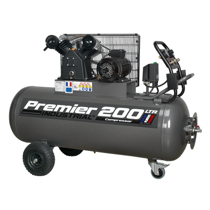 Premier 200L Belt Drive Air Compressor with Front Control Panel 3hp 415V 3ph