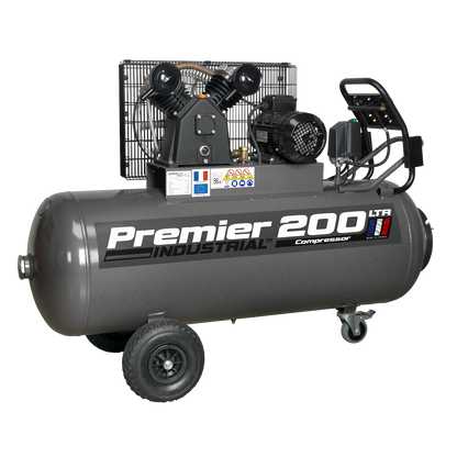 Premier 200L Belt Drive Air Compressor with Front Control Panel 3hp 415V 3ph