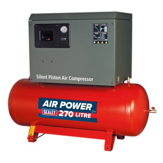 270L Low Noise Belt Drive Air Compressor with Cast Cylinders 5.5hp 3ph 2-Stage