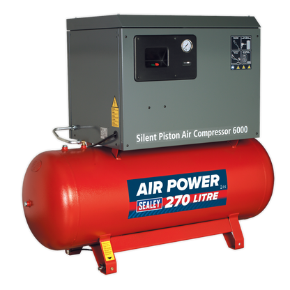 270L Low Noise Belt Drive Air Compressor with Cast Cylinders 5.5hp 3ph 2-Stage