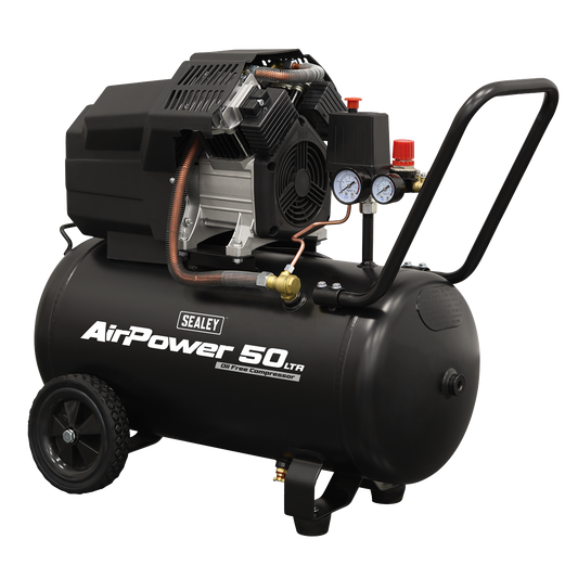 Air Compressor 50L V-Twin Oil Free Direct Drive 3hp