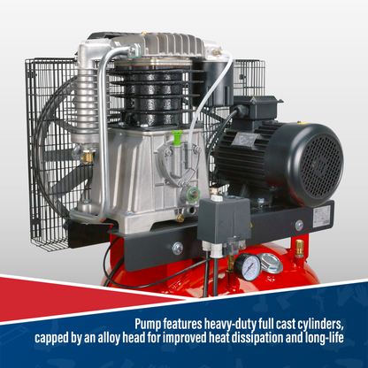 270L Vertical Belt Drive Air Compressor with Cast Cylinders 7.5hp 3ph 2-Stage