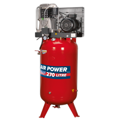 270L Vertical Belt Drive Air Compressor with Cast Cylinders 7.5hp 3ph 2-Stage