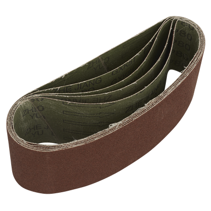 76 x 457mm Sanding Belt 80Grit - Pack of 5