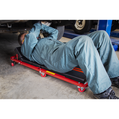Steel Creeper/Seat with 7 Wheels & Adjustable Head Rest